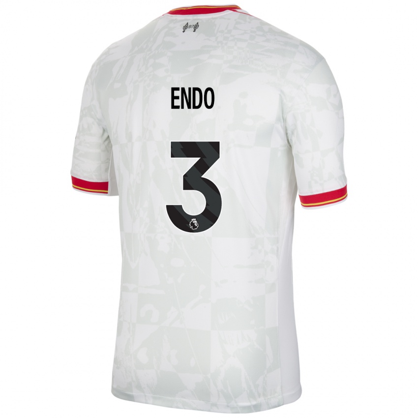 Niño Camiseta Wataru Endo #3 Blanco Rojo Negro Equipación Tercera 2024/25 La Camisa Argentina