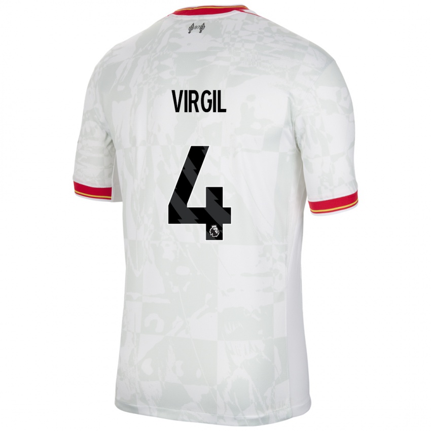 Niño Camiseta Virgil Van Dijk #4 Blanco Rojo Negro Equipación Tercera 2024/25 La Camisa Argentina