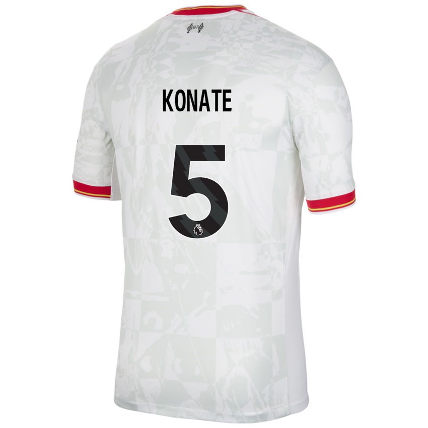 Niño Camiseta Ibrahima Konate #5 Blanco Rojo Negro Equipación Tercera 2024/25 La Camisa Argentina