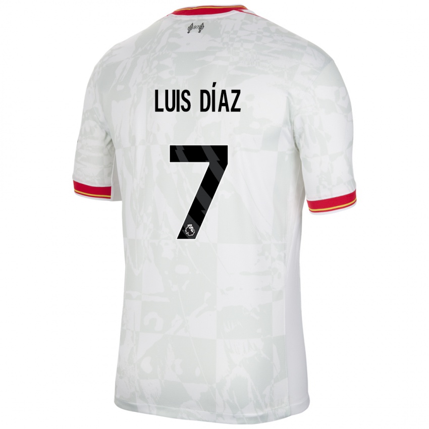 Niño Camiseta Luis Diaz #7 Blanco Rojo Negro Equipación Tercera 2024/25 La Camisa Argentina