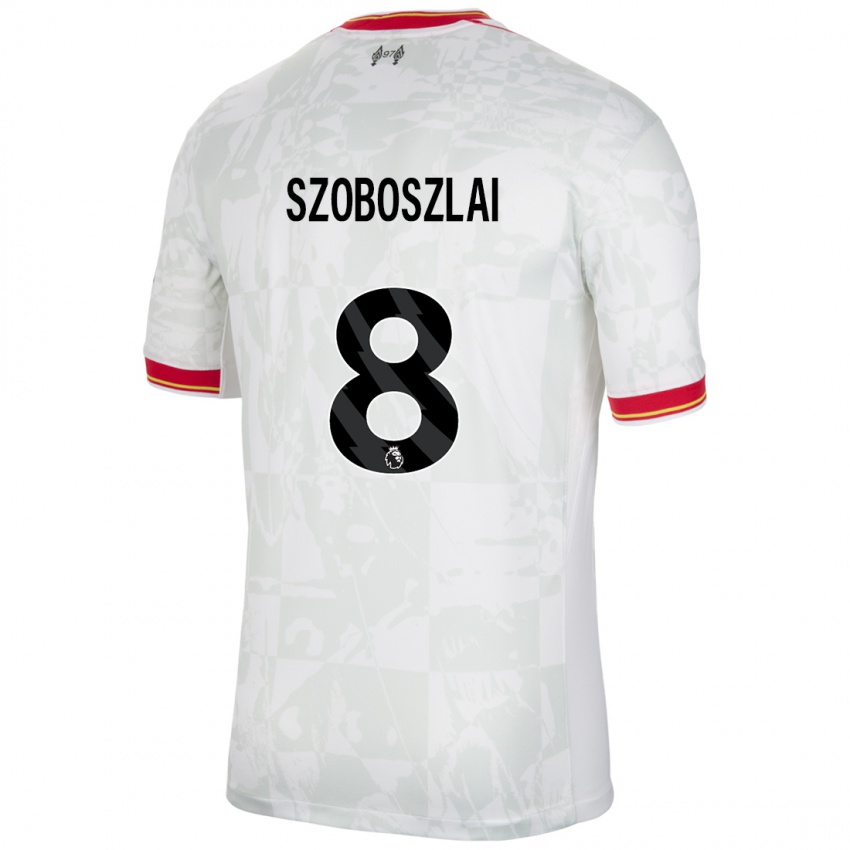 Niño Camiseta Dominik Szoboszlai #8 Blanco Rojo Negro Equipación Tercera 2024/25 La Camisa Argentina