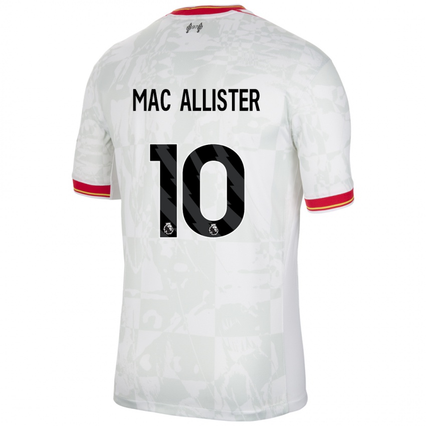 Niño Camiseta Alexis Mac Allister #10 Blanco Rojo Negro Equipación Tercera 2024/25 La Camisa Argentina