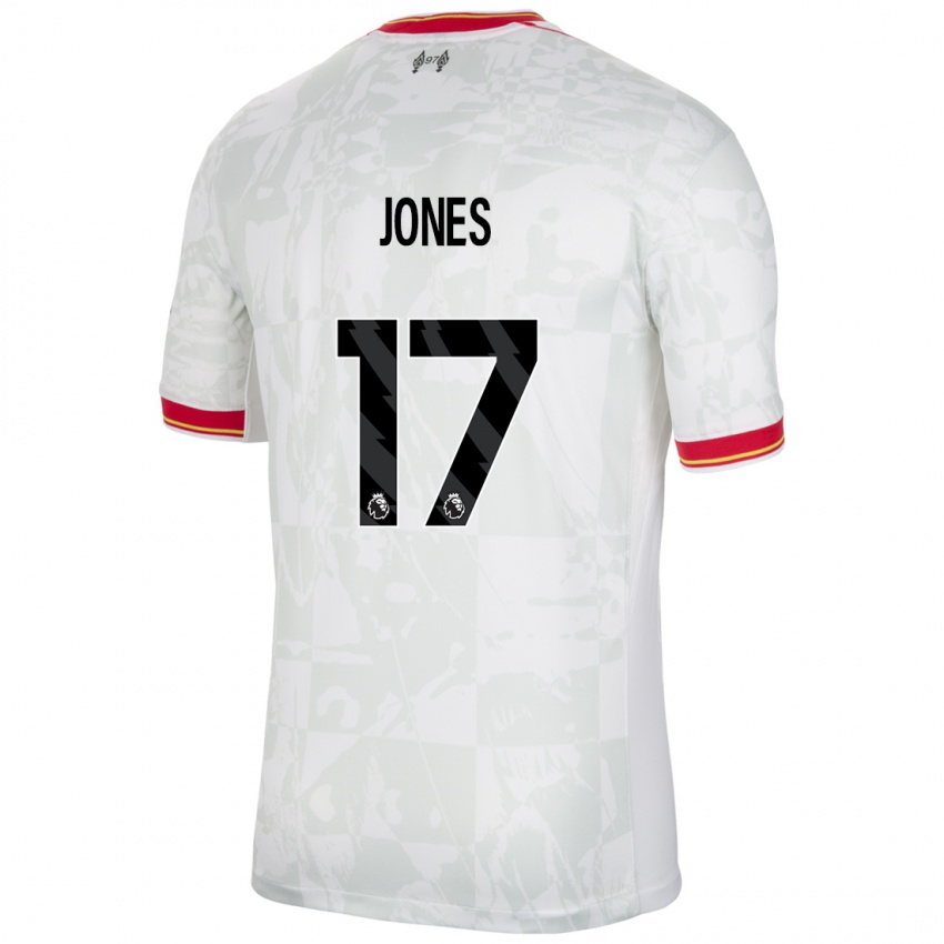 Niño Camiseta Curtis Jones #17 Blanco Rojo Negro Equipación Tercera 2024/25 La Camisa Argentina