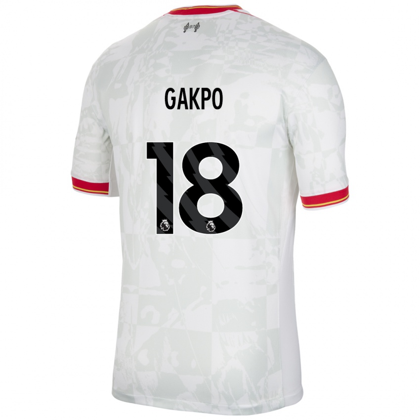 Niño Camiseta Cody Gakpo #18 Blanco Rojo Negro Equipación Tercera 2024/25 La Camisa Argentina