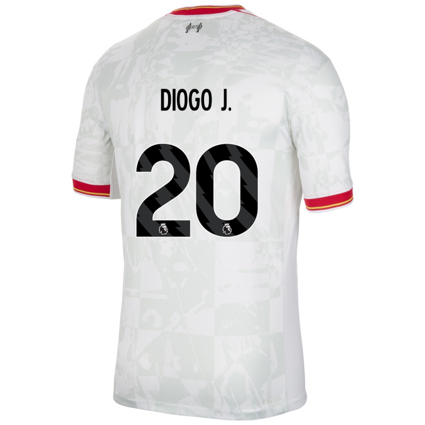 Niño Camiseta Diogo Jota #20 Blanco Rojo Negro Equipación Tercera 2024/25 La Camisa Argentina