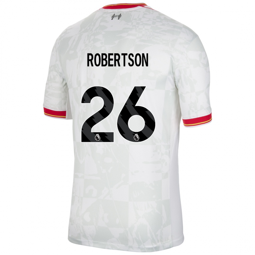 Niño Camiseta Andrew Robertson #26 Blanco Rojo Negro Equipación Tercera 2024/25 La Camisa Argentina