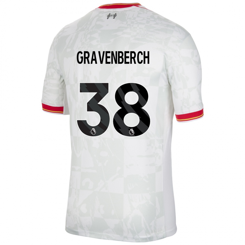 Niño Camiseta Ryan Gravenberch #38 Blanco Rojo Negro Equipación Tercera 2024/25 La Camisa Argentina