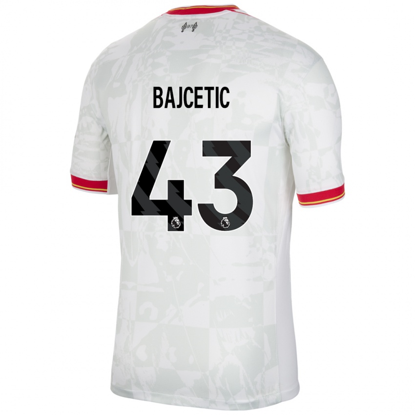 Niño Camiseta Stefan Bajcetic #43 Blanco Rojo Negro Equipación Tercera 2024/25 La Camisa Argentina