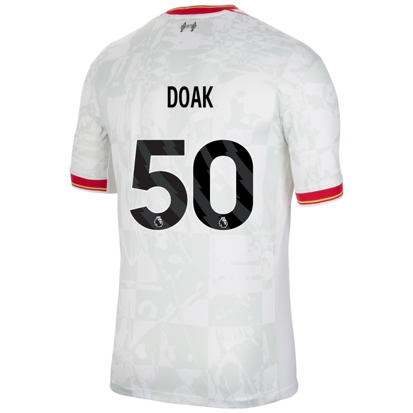 Niño Camiseta Ben Doak #50 Blanco Rojo Negro Equipación Tercera 2024/25 La Camisa Argentina