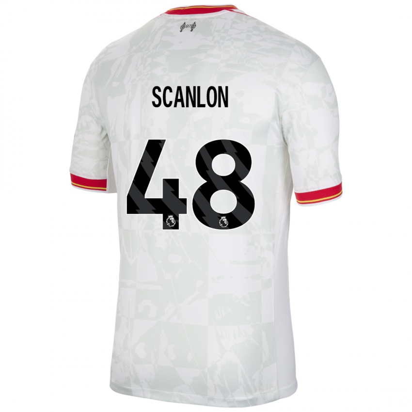 Niño Camiseta Calum Scanlon #48 Blanco Rojo Negro Equipación Tercera 2024/25 La Camisa Argentina