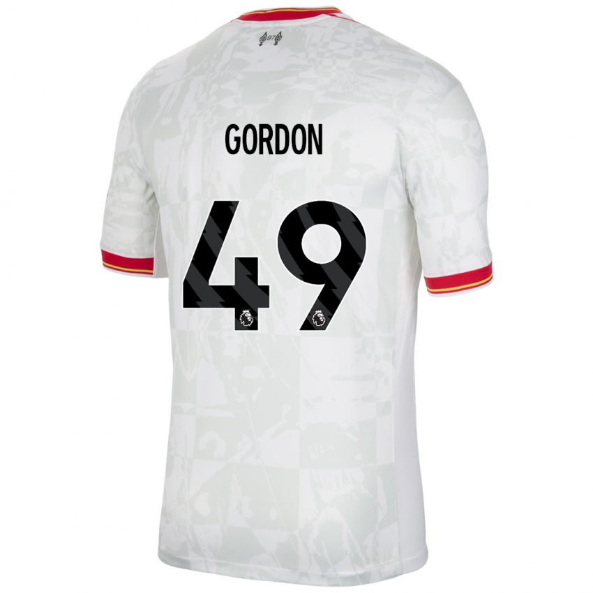 Niño Camiseta Kaide Gordon #49 Blanco Rojo Negro Equipación Tercera 2024/25 La Camisa Argentina