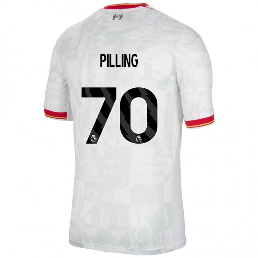 Niño Camiseta Tommy Pilling #70 Blanco Rojo Negro Equipación Tercera 2024/25 La Camisa Argentina