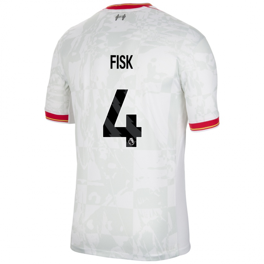 Niño Camiseta Grace Fisk #4 Blanco Rojo Negro Equipación Tercera 2024/25 La Camisa Argentina