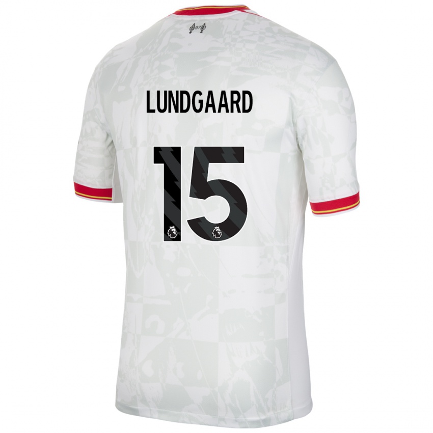 Niño Camiseta Sofie Lundgaard #15 Blanco Rojo Negro Equipación Tercera 2024/25 La Camisa Argentina