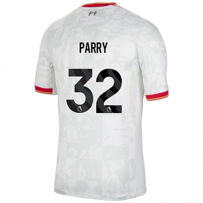 Niño Camiseta Lucy Parry #32 Blanco Rojo Negro Equipación Tercera 2024/25 La Camisa Argentina