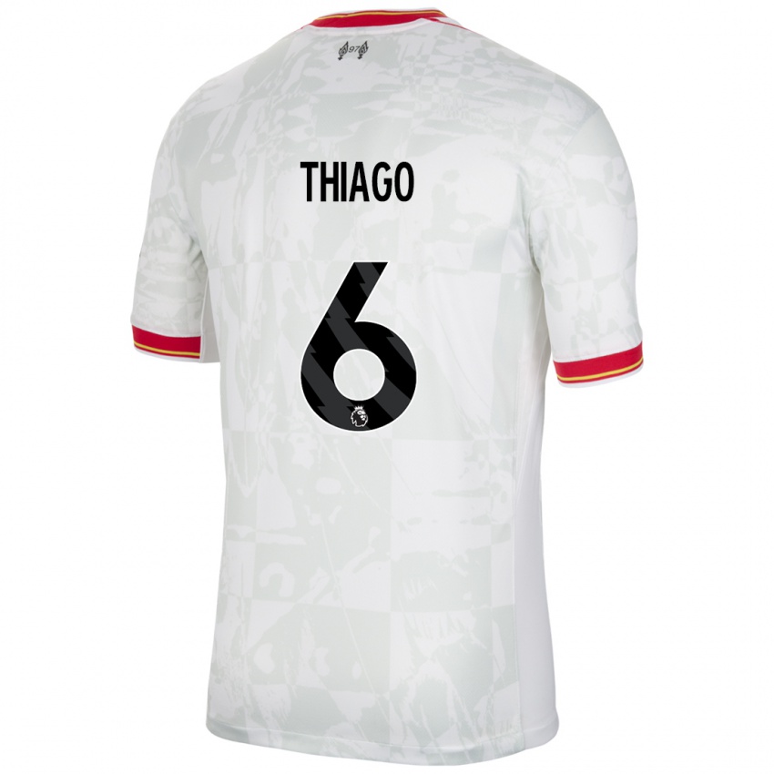 Niño Camiseta Thiago #6 Blanco Rojo Negro Equipación Tercera 2024/25 La Camisa Argentina