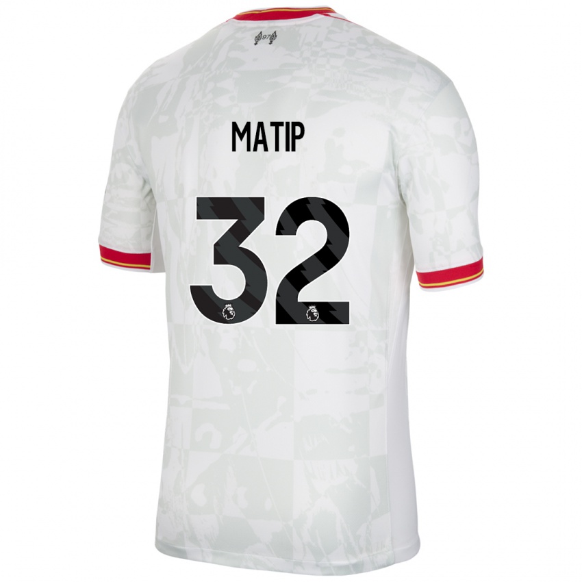 Niño Camiseta Joel Matip #32 Blanco Rojo Negro Equipación Tercera 2024/25 La Camisa Argentina