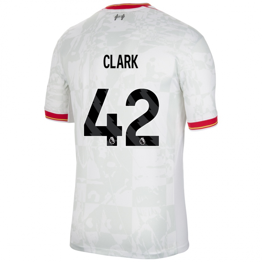 Niño Camiseta Bobby Clark #42 Blanco Rojo Negro Equipación Tercera 2024/25 La Camisa Argentina