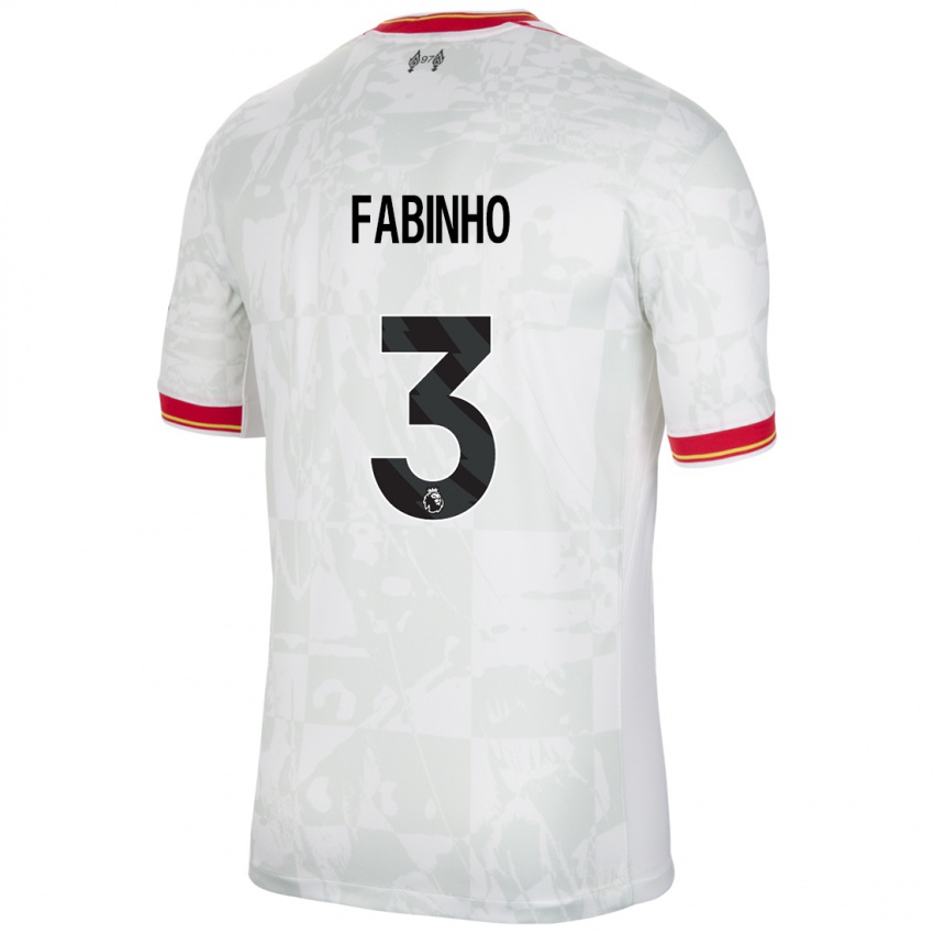 Niño Camiseta Fabinho #3 Blanco Rojo Negro Equipación Tercera 2024/25 La Camisa Argentina