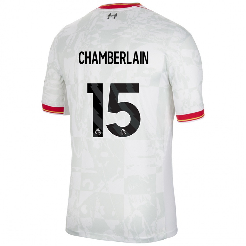 Niño Camiseta Alex Oxlade Chamberlain #15 Blanco Rojo Negro Equipación Tercera 2024/25 La Camisa Argentina