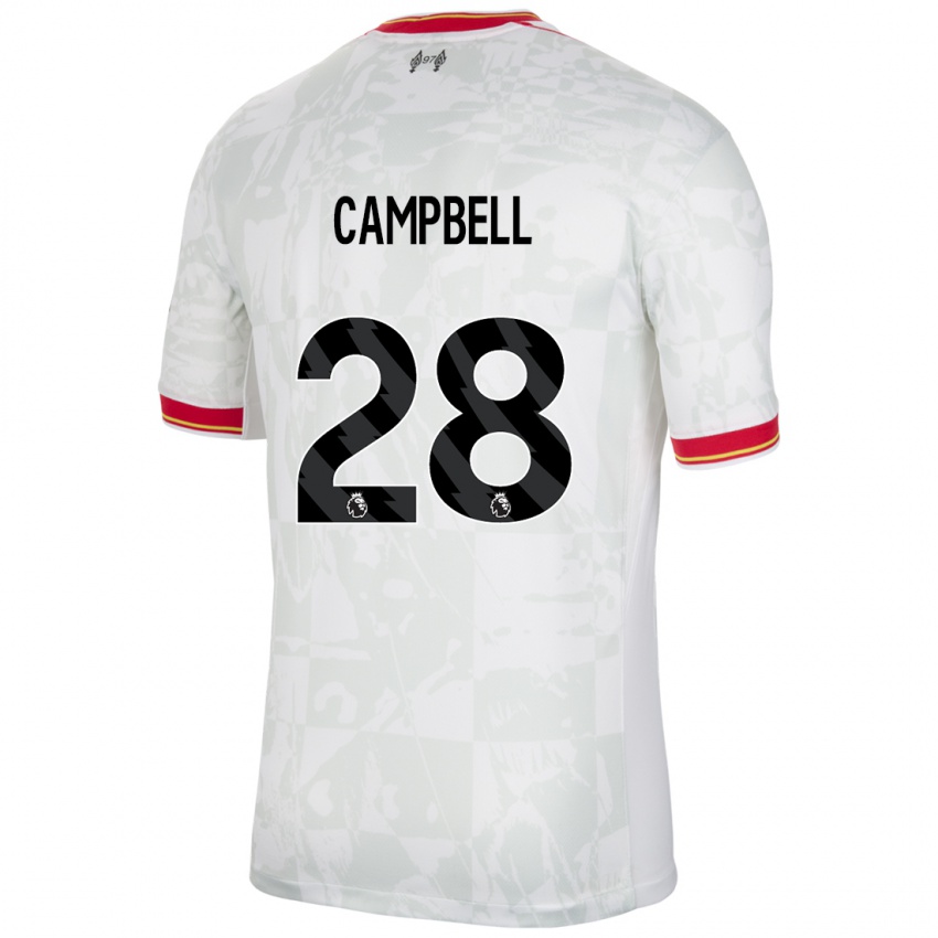 Niño Camiseta Megan Campbell #28 Blanco Rojo Negro Equipación Tercera 2024/25 La Camisa Argentina