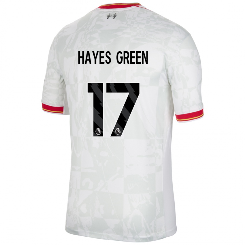 Niño Camiseta Charlie Hayes-Green #17 Blanco Rojo Negro Equipación Tercera 2024/25 La Camisa Argentina