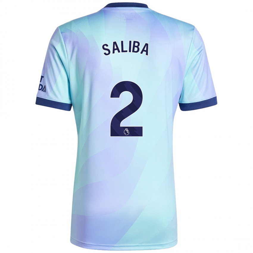 Niño Camiseta William Saliba #2 Agua Equipación Tercera 2024/25 La Camisa Argentina