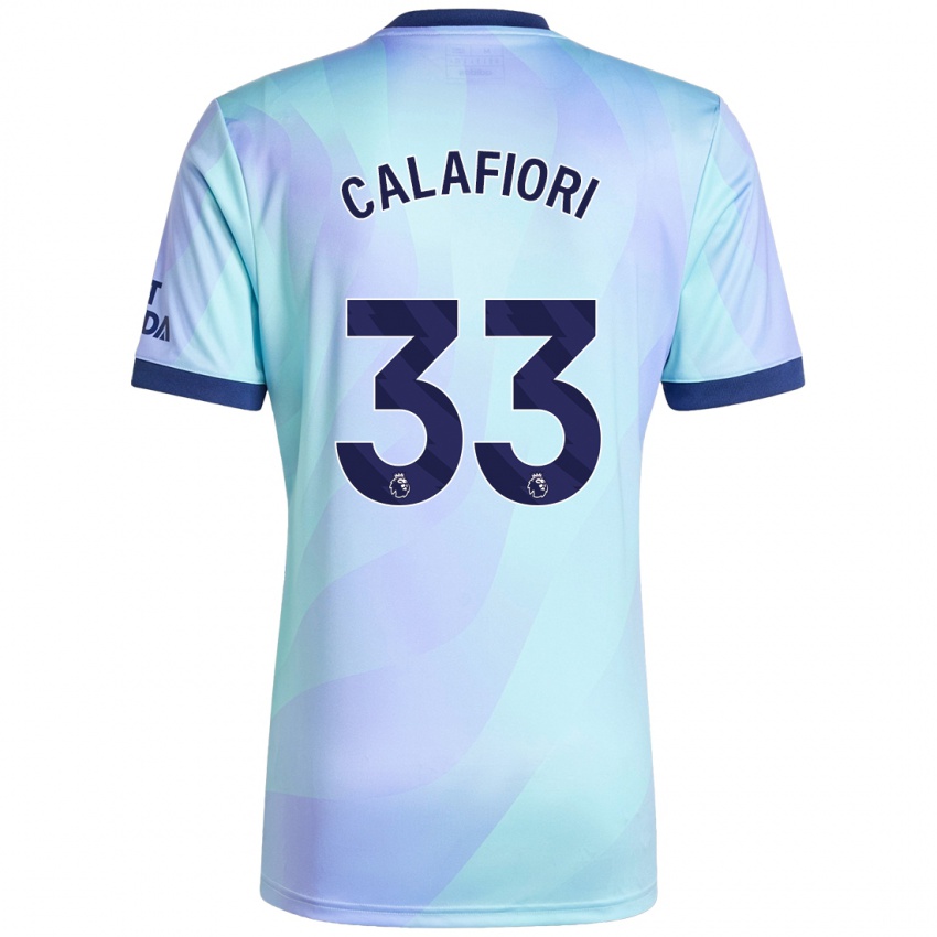 Niño Camiseta Riccardo Calafiori #33 Agua Equipación Tercera 2024/25 La Camisa Argentina