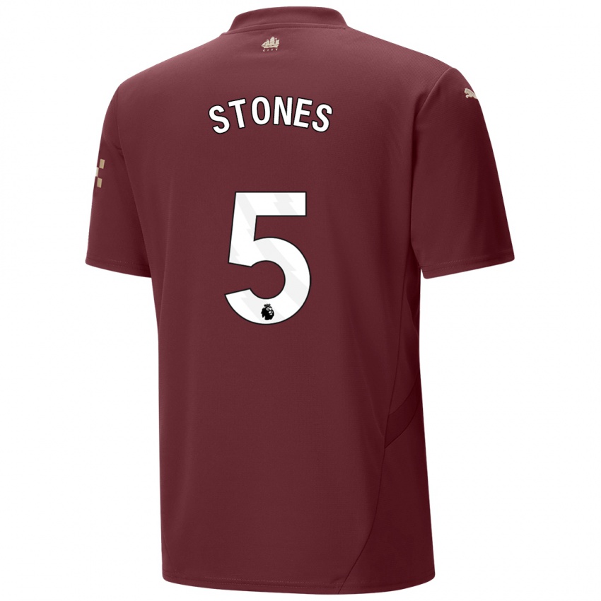 Niño Camiseta John Stones #5 Granate Equipación Tercera 2024/25 La Camisa Argentina