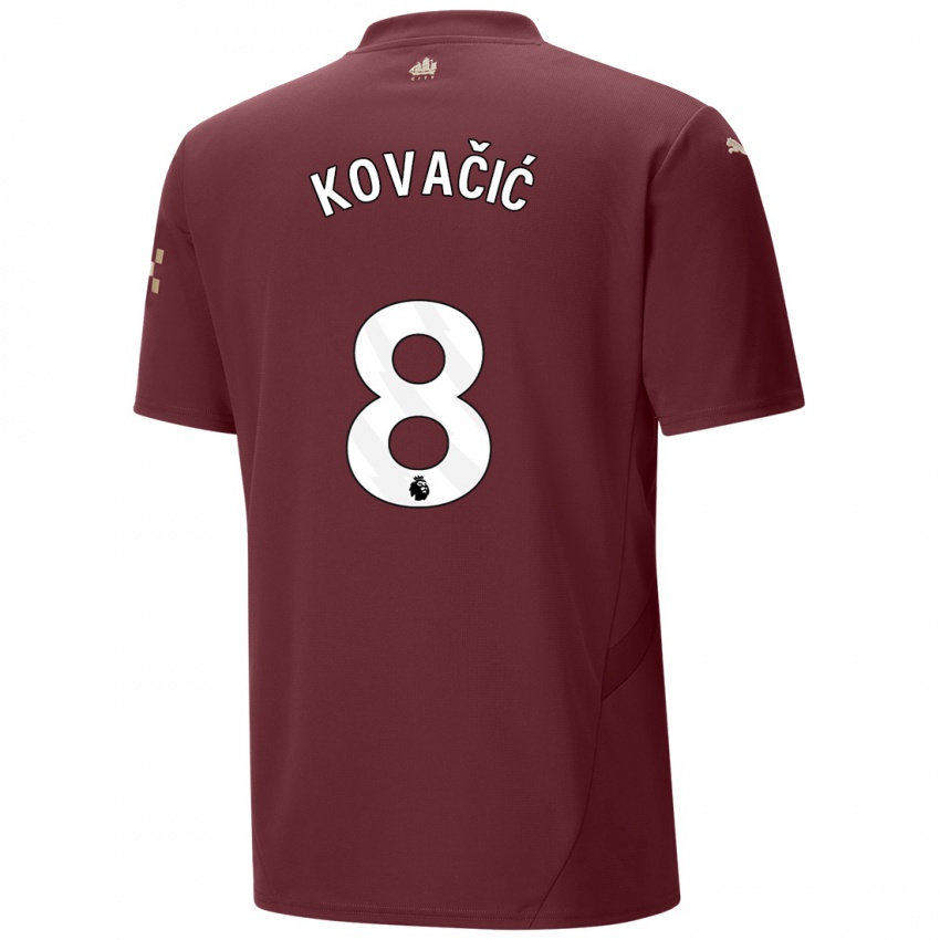 Niño Camiseta Mateo Kovacic #8 Granate Equipación Tercera 2024/25 La Camisa Argentina