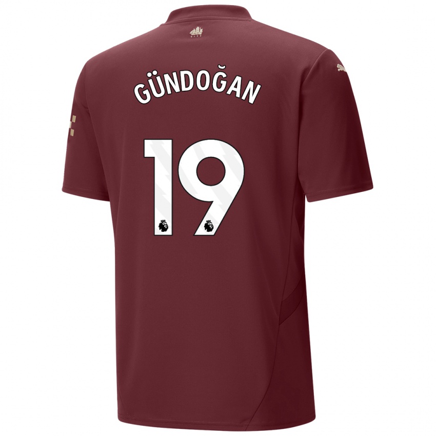 Niño Camiseta Ilkay Gundogan #19 Granate Equipación Tercera 2024/25 La Camisa Argentina