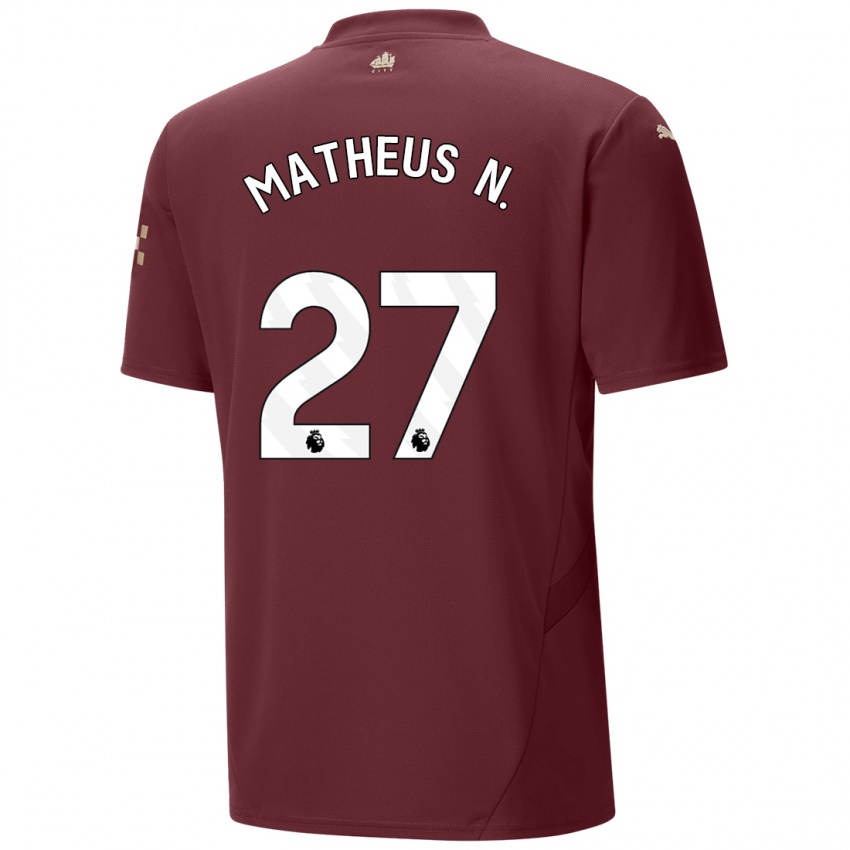 Niño Camiseta Matheus Nunes #27 Granate Equipación Tercera 2024/25 La Camisa Argentina