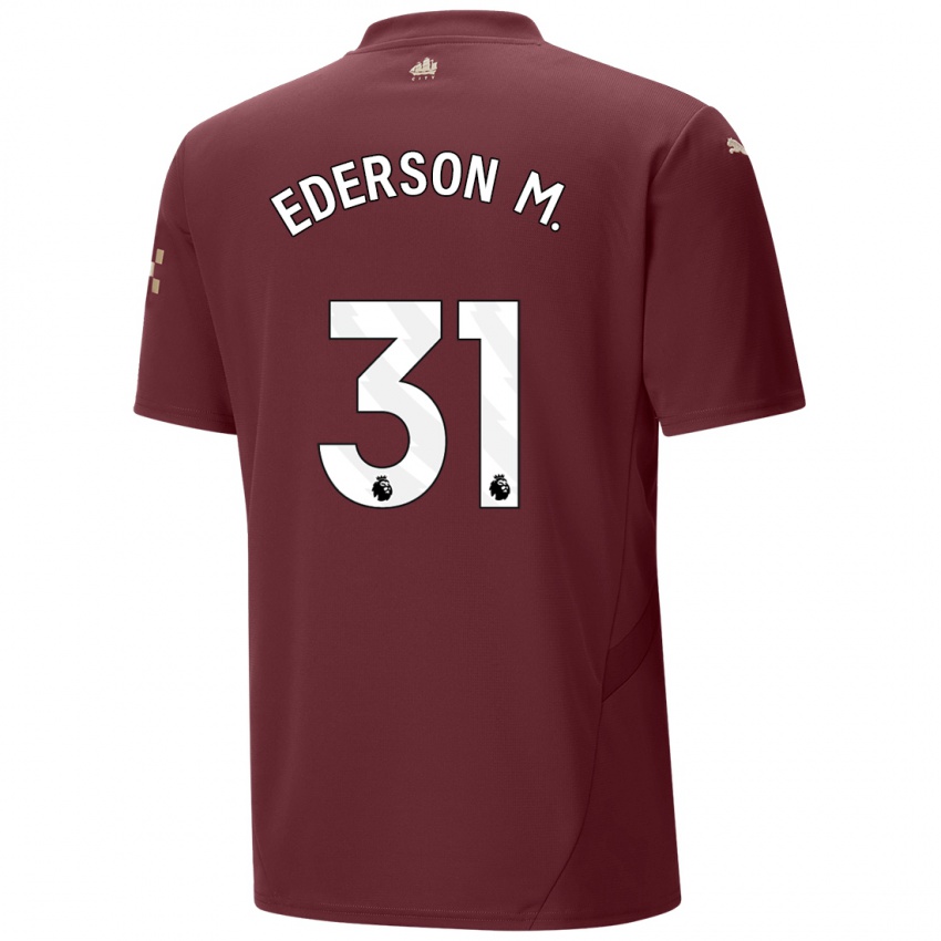 Niño Camiseta Ederson Moraes #31 Granate Equipación Tercera 2024/25 La Camisa Argentina