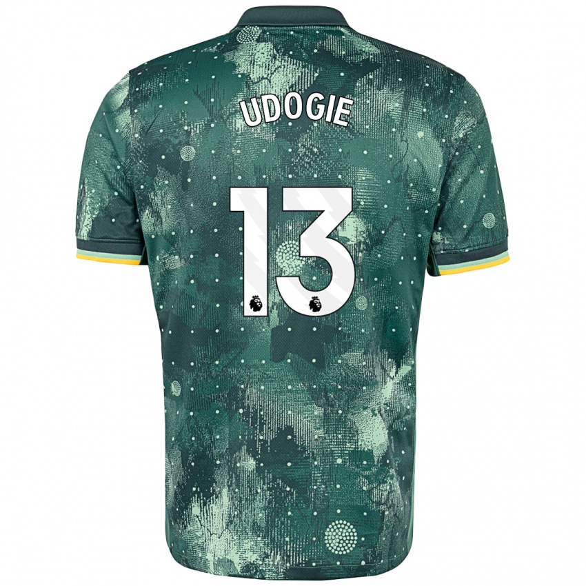 Niño Camiseta Destiny Udogie #13 Verde Menta Equipación Tercera 2024/25 La Camisa Argentina