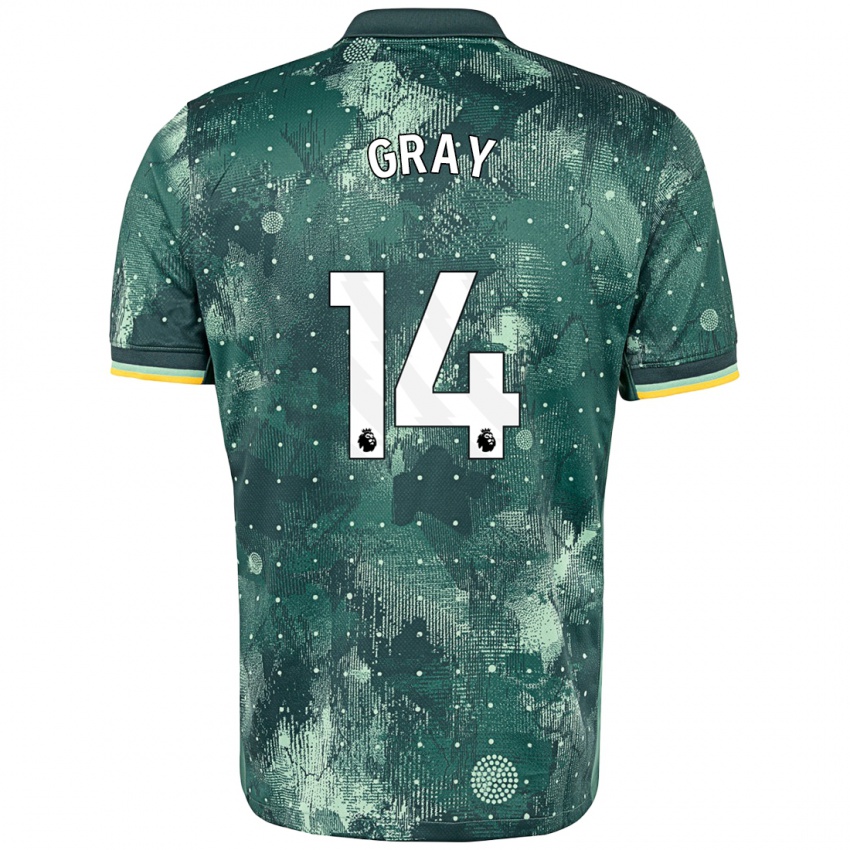 Niño Camiseta Archie Gray #14 Verde Menta Equipación Tercera 2024/25 La Camisa Argentina