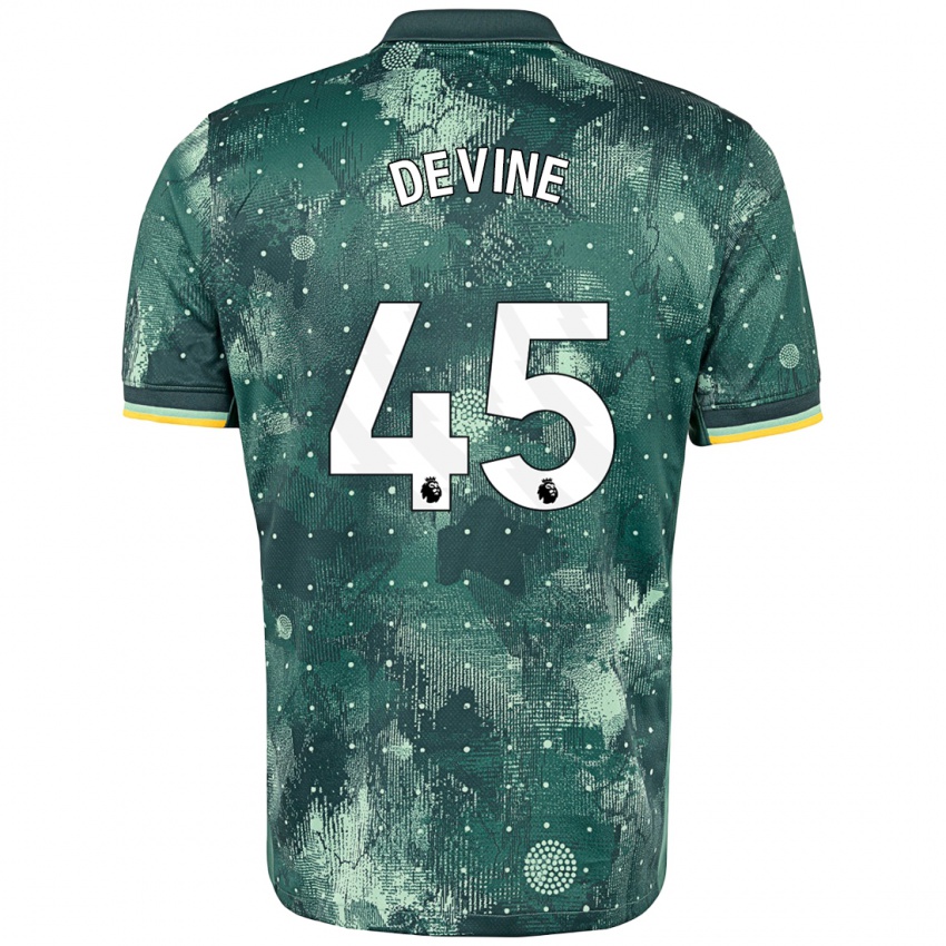 Niño Camiseta Alfie Devine #45 Verde Menta Equipación Tercera 2024/25 La Camisa Argentina