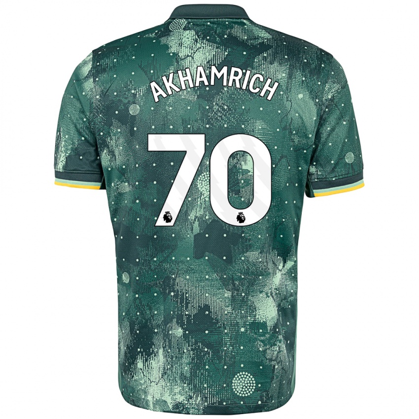 Niño Camiseta Yusuf Akhamrich #70 Verde Menta Equipación Tercera 2024/25 La Camisa Argentina