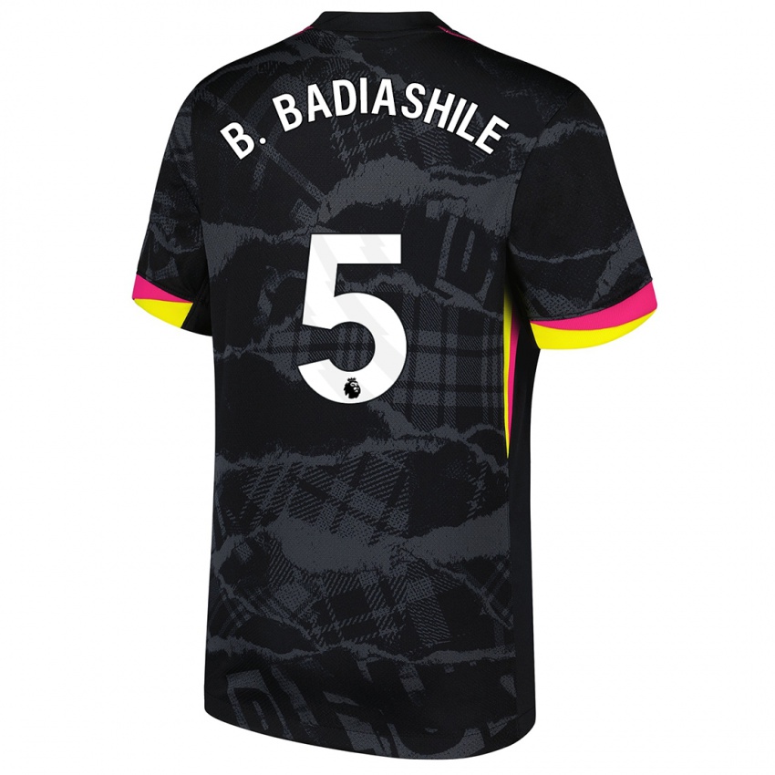 Niño Camiseta Benoît Badiashile #5 Negro Rosa Equipación Tercera 2024/25 La Camisa Argentina