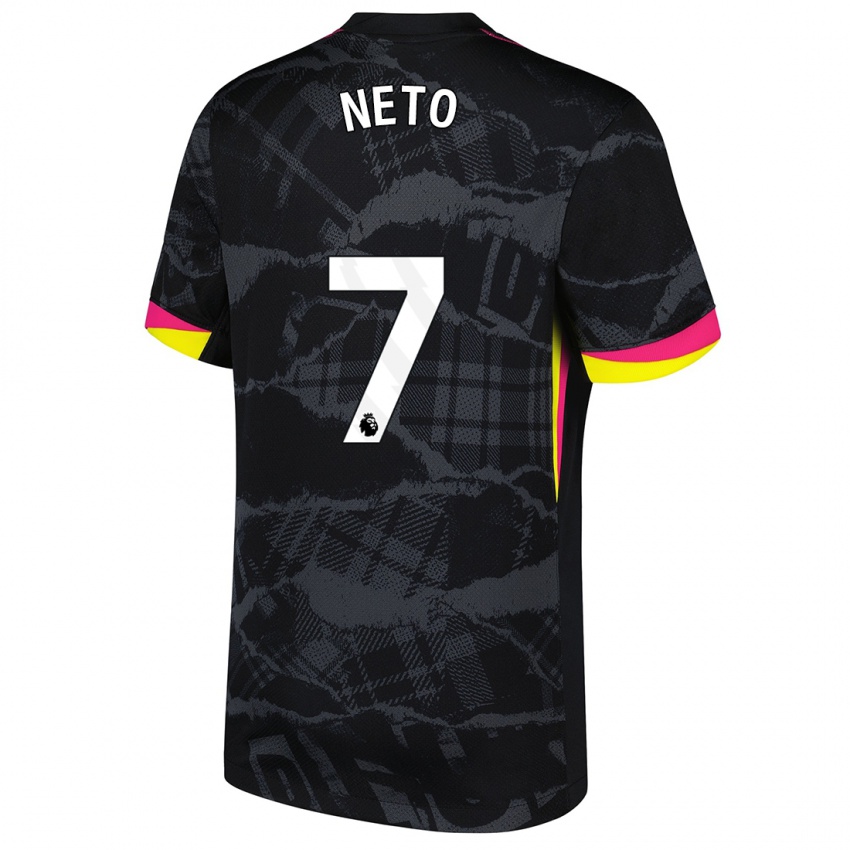 Niño Camiseta Pedro Neto #7 Negro Rosa Equipación Tercera 2024/25 La Camisa Argentina