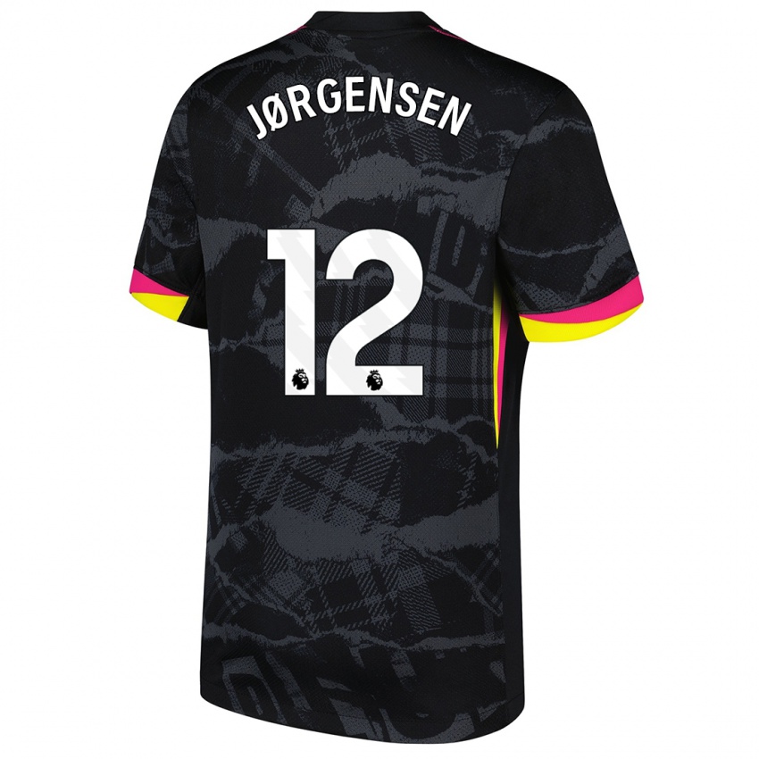 Niño Camiseta Filip Jørgensen #12 Negro Rosa Equipación Tercera 2024/25 La Camisa Argentina