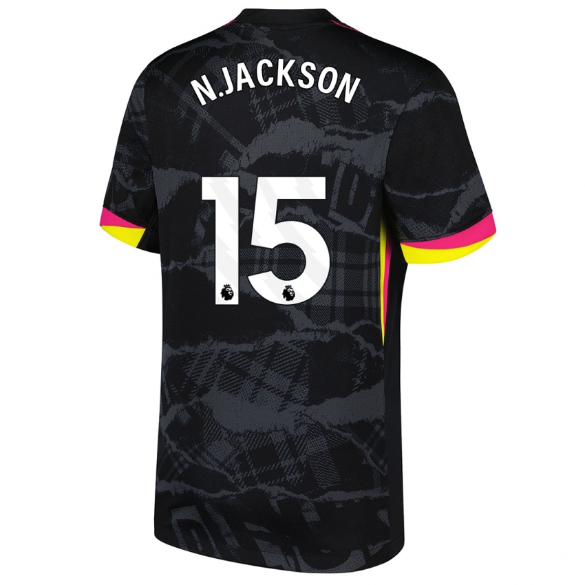 Niño Camiseta Nicolas Jackson #15 Negro Rosa Equipación Tercera 2024/25 La Camisa Argentina