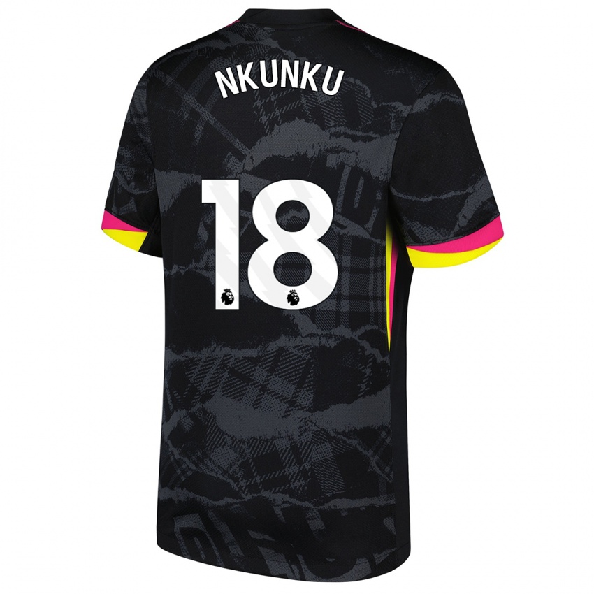 Niño Camiseta Christopher Nkunku #18 Negro Rosa Equipación Tercera 2024/25 La Camisa Argentina