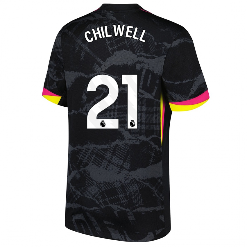 Niño Camiseta Ben Chilwell #21 Negro Rosa Equipación Tercera 2024/25 La Camisa Argentina