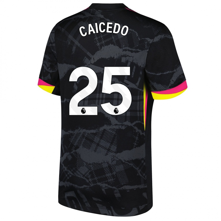 Niño Camiseta Moisés Caicedo #25 Negro Rosa Equipación Tercera 2024/25 La Camisa Argentina