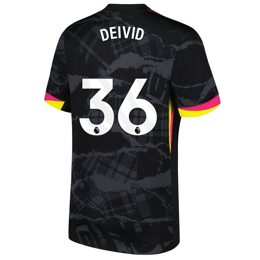 Niño Camiseta Deivid Washington #36 Negro Rosa Equipación Tercera 2024/25 La Camisa Argentina