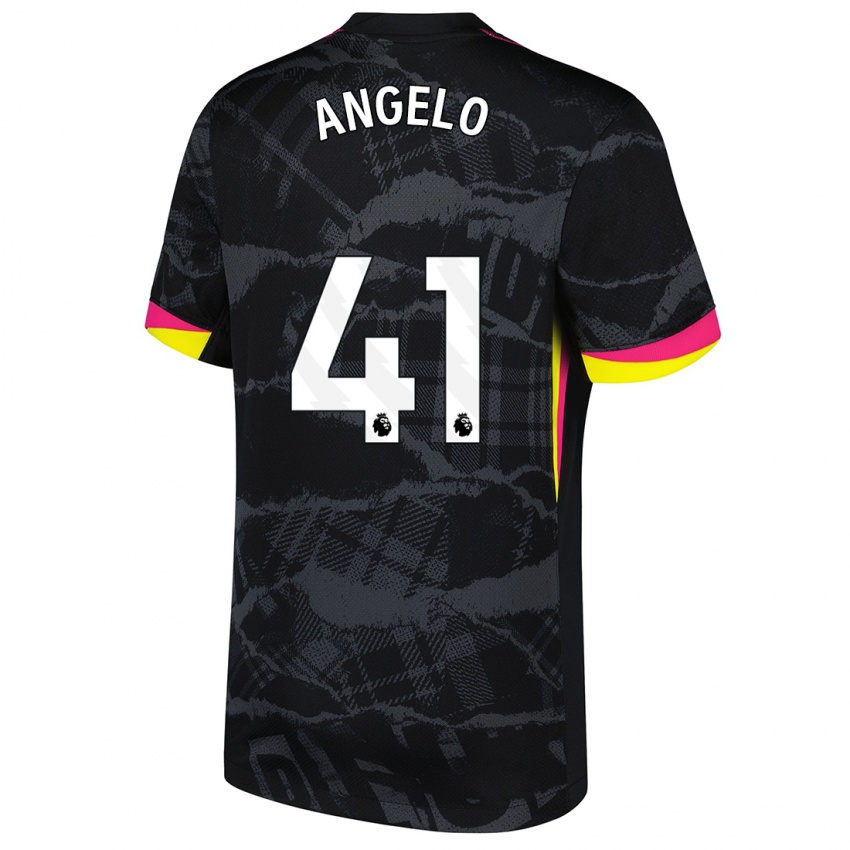 Niño Camiseta Ângelo #41 Negro Rosa Equipación Tercera 2024/25 La Camisa Argentina