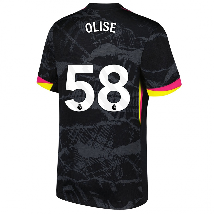 Niño Camiseta Richard Olise #58 Negro Rosa Equipación Tercera 2024/25 La Camisa Argentina