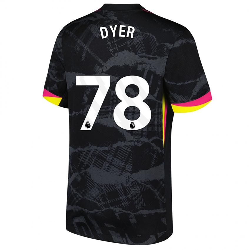 Niño Camiseta Kiano Dyer #78 Negro Rosa Equipación Tercera 2024/25 La Camisa Argentina