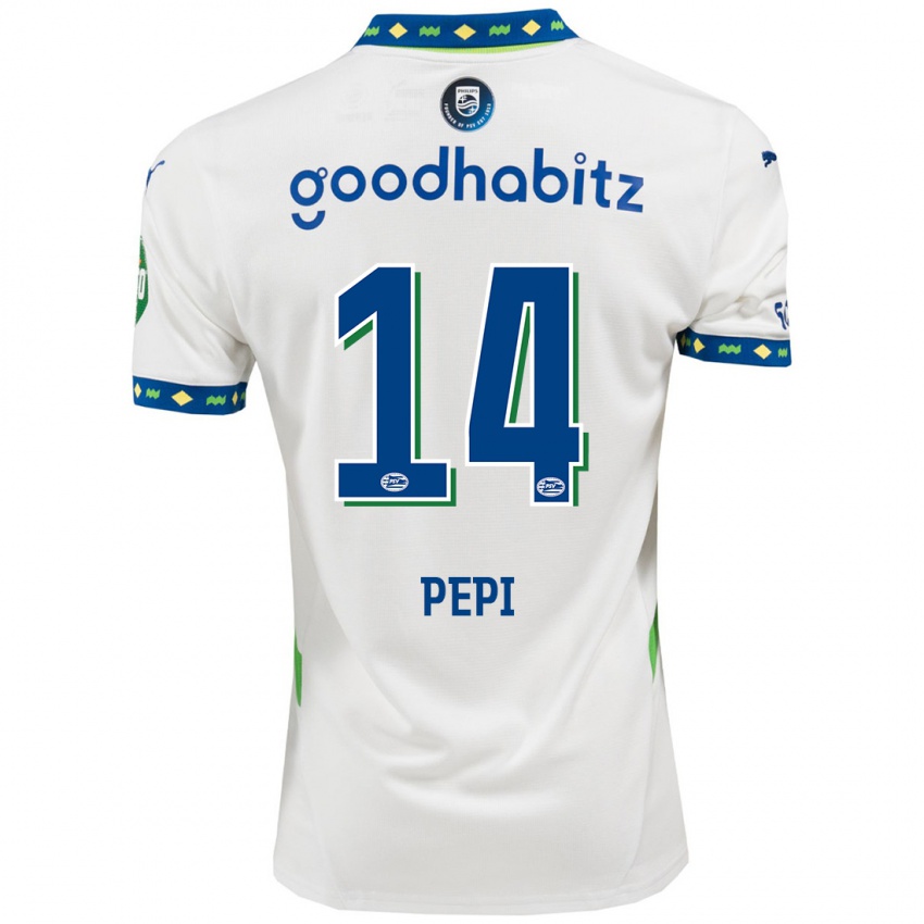 Niño Camiseta Ricardo Pepi #14 Blanco Azul Oscuro Equipación Tercera 2024/25 La Camisa Argentina