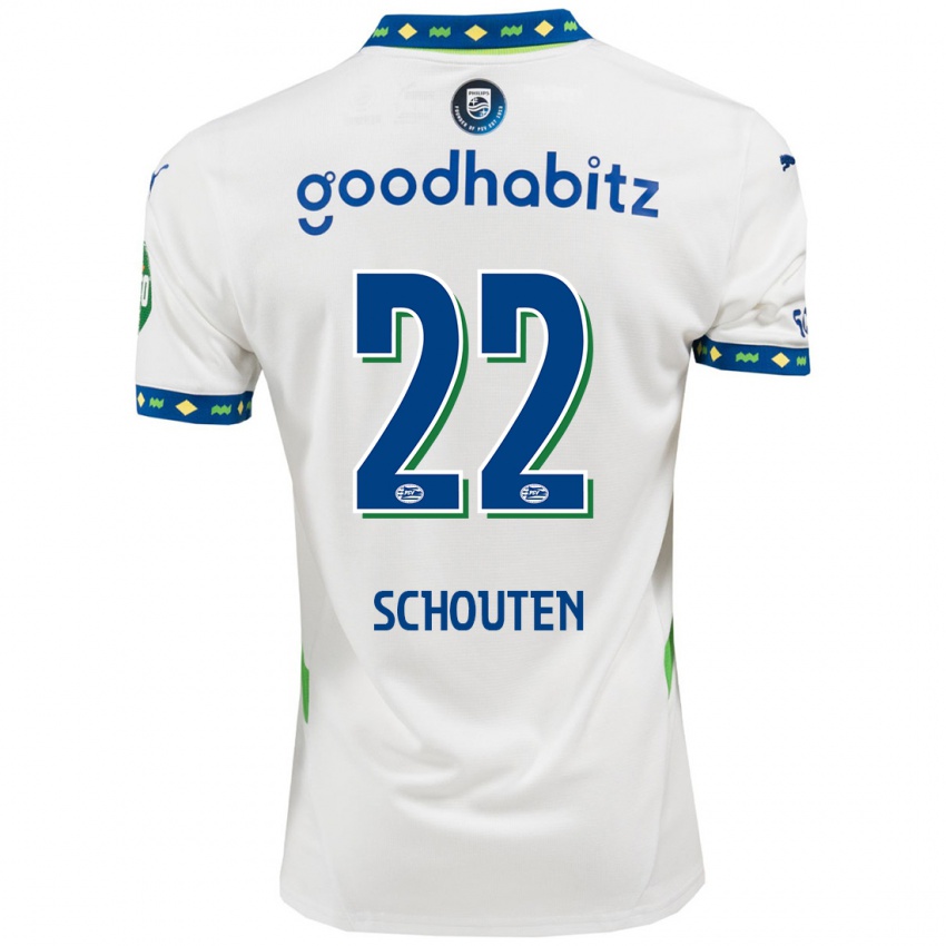 Niño Camiseta Jerdy Schouten #22 Blanco Azul Oscuro Equipación Tercera 2024/25 La Camisa Argentina